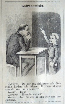 Astronomiskt. Bildskämt i Söndags-Nisse – Illustreradt Veckoblad för Skämt, Humor och Satir, nr 44, den 3 november 1878