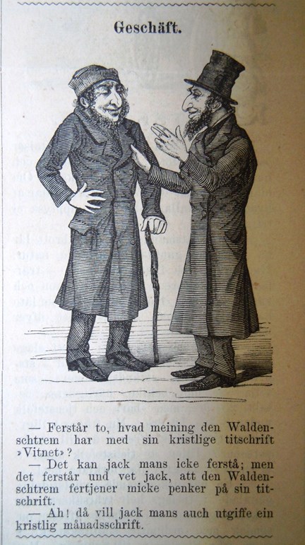 Geschäft. Antisemitiskt bildskämt om judar i Söndags-Nisse – Illustreradt Veckoblad för Skämt, Humor och Satir, nr 36, den 8 september 1878