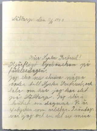 Brev från Ernst Roland till Gertrud Sahlin, 1940