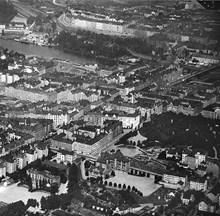 Flygbild över parti av Kungsholmen, mot nordväst. Kring Sankt Eriksgatan