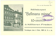 Sällskapet Bellmans minne. Tio års jubileum 1909