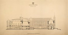 Ritning "Stockholms stadshus. Längdsektion mot norr." (uppmätningsritning 1923)