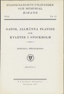 "Gator, allmänna platser och kvarter i Stockholm" 1936, årgång 4