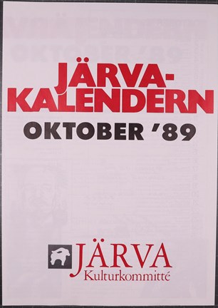 Maskinskriven kalender över evenemang i Järva kulturkommitté oktober 1989