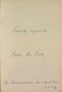 "Bostädernas hygieniska anordning" - elevuppsats av Gösta Du Rietz Nya Elementarskolan 1912