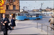 Spårvagn på linje 6 vid Slussplan våren 1967