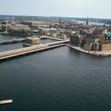 Utsikt från Stadshustornet mot Centralbron, Riddarholmen och Gamla Stan