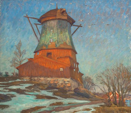 Prins Eugens målning föreställer linoljekvarnen på Waldemarsudde som ursprungligen uppfördes 1784.