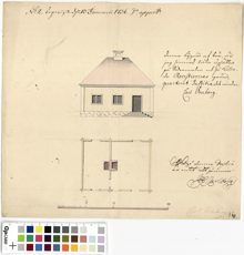 Ritning över hus i kvarteret Justitia Mindre