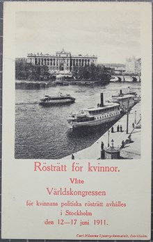 Vykort med reklam för 1911 års internationella rösträttskongress