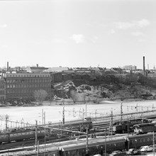 Separators fabriksområde vid Kungsholms Strand 55. Vy från spårområdet vid Barnhusstranden