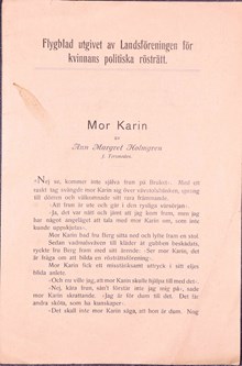 ”Mor Karin” övertygas om att vara med och starta rösträttsförening – 1909