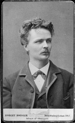 Svartvitt ateljéfotografi av August Strindberg 1882