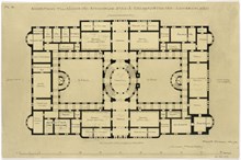 Ragnar Östbergs förslag till Rådhus från 1902, plan av våningen 1 tr.