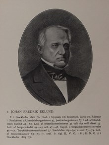Johan Fredrik Eklund. Vice ordförande i stadsfullmäktige 1863-1874