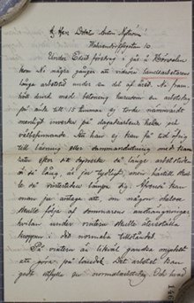 Brev om lantarbetarnas svåra arbetsvillkor till Dr Nyström 1890