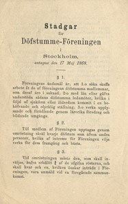 Stockholms dövas förening – stadgar 1868 