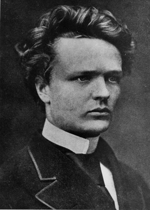 Porträttfotografi av August Strindberg vid 25 års ålder.