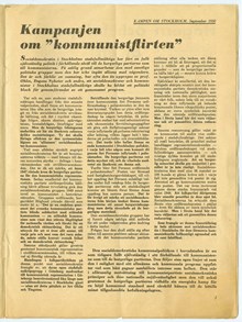 Kampanjen om kommunistflirten. Ur Kampen om Stockholm, 1950