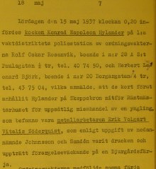 Polisrapport - slagsmål på Djurgårdsfärjan 1937