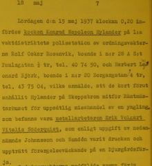 Polisrapport - slagsmål på Djurgårdsfärjan 1937