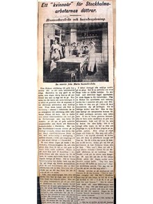 Tidningsreportage från Maria Husmodersskola 1912 