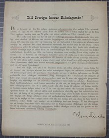 Arbetarnes ring söker stöd av riksdagsmän 1883