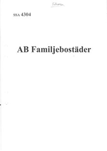 AB Familjebostäder - förteckning till arkivet