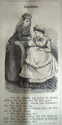 Lågtänkt. Bildskämt om barnuppfostran i Söndags-Nisse – Illustreradt Veckoblad för Skämt, Humor och Satir, nr 36, den 8 september 1878