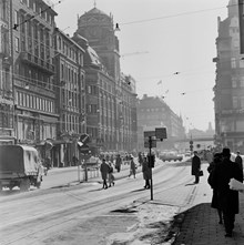Vasagatan söderut mot Bryggargatan. Centralhotellet och Centralpostkontoret till vänster