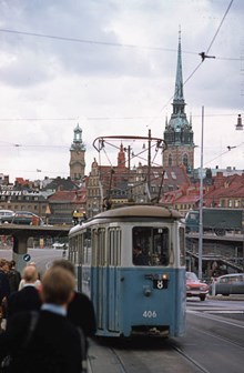Spårvagn 8 på Slussen september 1967