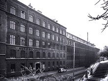 Stockholms Skofabrik. Exteriör av fabriken.
