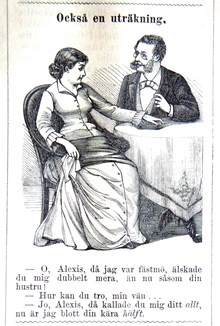 Också en uträkning. Bildskämt i Söndags-Nisse – Illustreradt Veckoblad för Skämt, Humor och Satir, nr 41, den 13 oktober 1878