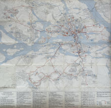 Stockholmskarta år 1933 - med spårvägs- och omnibusslinjer