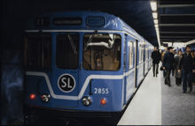 Tunnelbanetåg vid T-Centralen år 1978