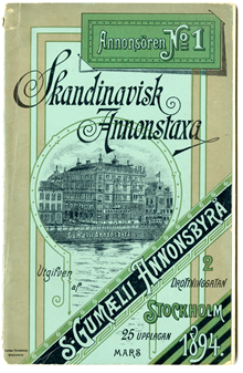 Skandinavisk Annons-taxa från S. Gumaeli Annons-byrå mars 1894