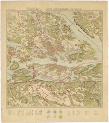 Trakten omkring Stockholm i 9 blad 1861 – kartblad 5 ”Mellersta bladet”, översett 1891