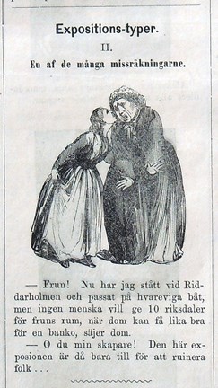 Expositions-typer II. En av de många missräkningarne. Bildskämt i Söndags-Nisse – Illustreradt Veckoblad för Skämt, Humor och Satir, nr 26, den 27 juni 1866