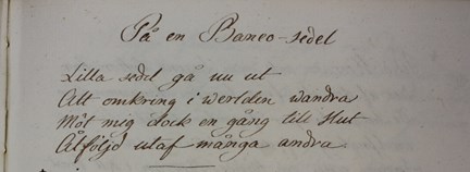 ”På en Banco-sedel” – Carl Christoffer Gjörwells anteckningsbok 1824.