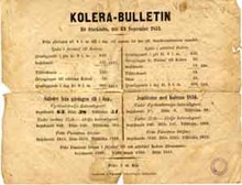 Kolera-bulletin för Stockholm, den 25 september 1853 ; Cholera-bulletin för Thorsdagen den 13 Oktober 1853 (Sextiondeförsta Choleradygnet.)