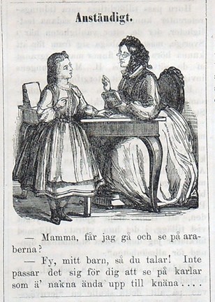 Anständigt. Bildskämt i Söndags-Nisse – Illustreradt Veckoblad för Skämt, Humor och Satir, nr 39, den 23 september 1866