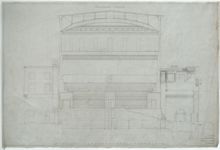 Stadsbiblioteket – ritning till längsektion från 1925
