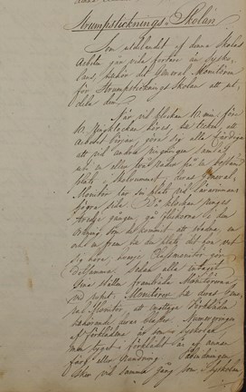 Handskriven instruktion för handarbetsavdelningen vid Storkyrkoförsamlingens fri- och fattigskola -1790-1846