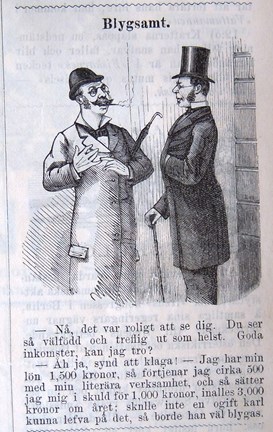 Blygsamt. Bildskämt i Söndags-Nisse – Illustreradt Veckoblad för Skämt, Humor och Satir, nr 48, den 1 december 1878