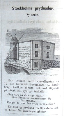 Stockholms prydnader I. Bildskämt i Söndags-Nisse – Illustreradt Veckoblad för Skämt, Humor och Satir, nr 33, den 12 augusti 1866