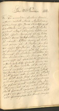 Punkt 7 i Domkapitlets protokoll från den 22 november 1738.