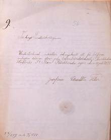 Josefina Charlotta söker till barnmorskeutbildning - 1872