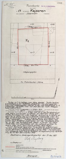 Underlag för bygglov år 1938, fastigheten Kejsaren 17