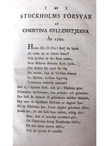 ”Stockholms försvar af Kristina Gyllenstierna” – dikt av N.L. Sjöberg 1796