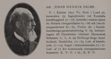 Johan Henrik Palme. Ledamot av stadsfullmäktige 1872-1884